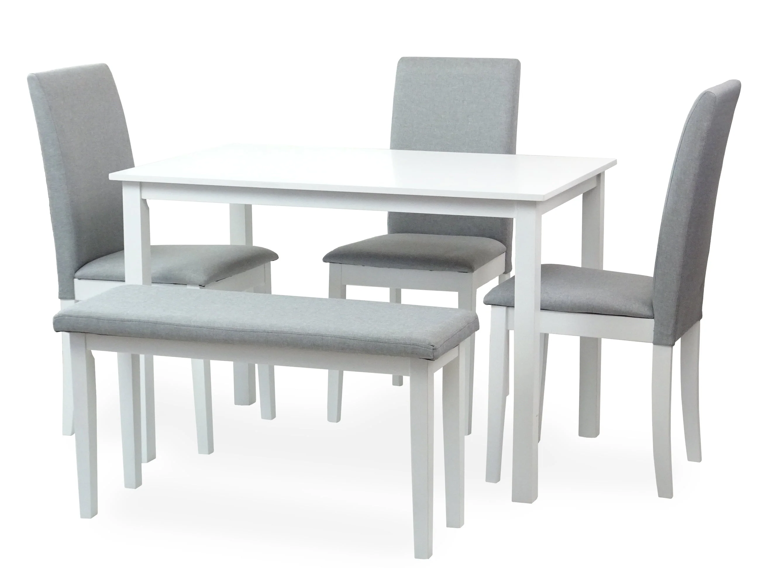 Dining Kitchen Solid Wooden Bench Stained Classic Design Padded Seat in White Finish - Image 3