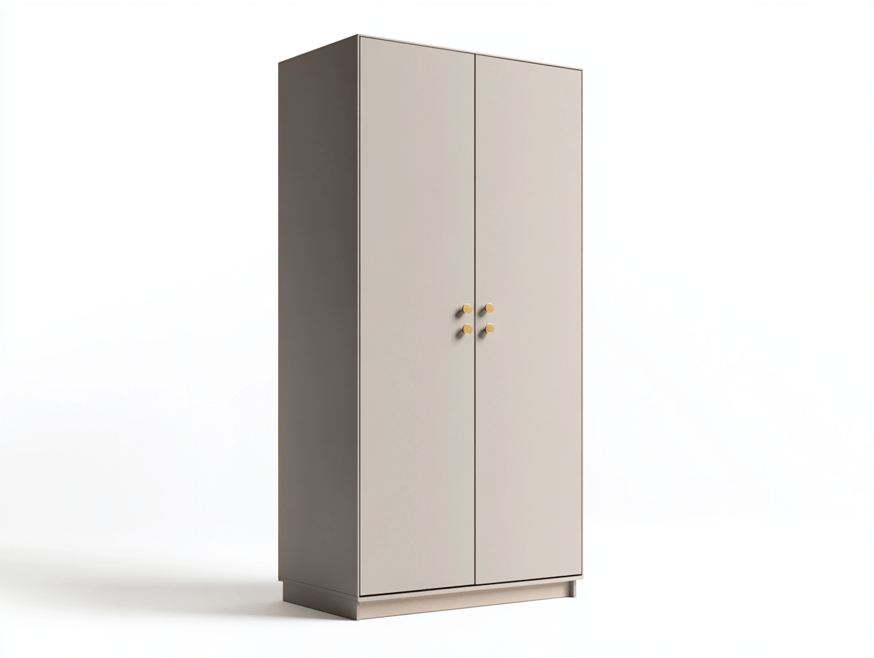 Armario elegante de 2 puertas, color beige claro, material madera, adecuado para interiores, tamaño: 60x40x180 cm