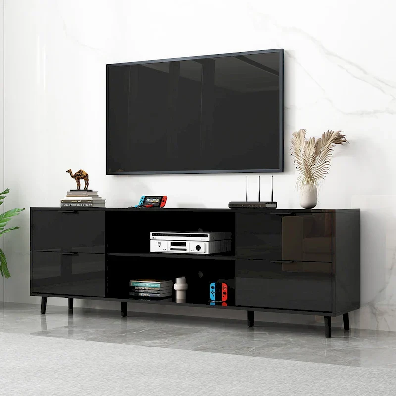 Electric Fireplace TV Stand Entertainment Center with LED Flame Effects and Remote Control