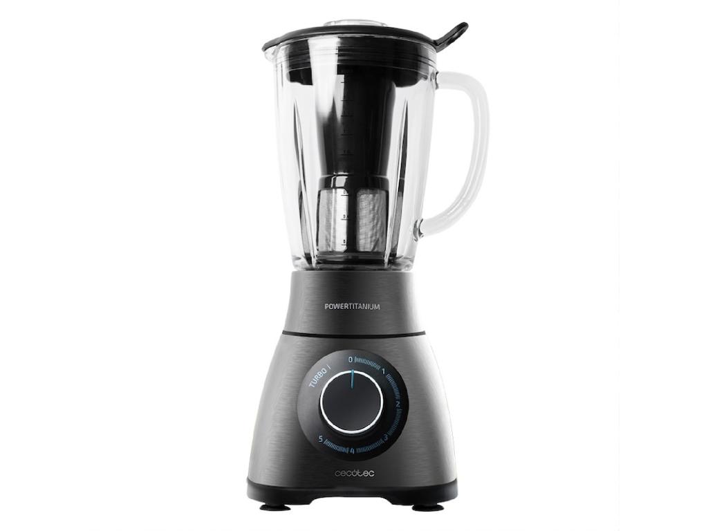 Batidora de Vaso Power Black Titanium 2500MAX PerfectMix. 2500W Máxima Potencia, Cuchilla con Recubrimiento de Titanio Negro, 1,8L, Filtro para Licuados, Acabados en Acero Inox