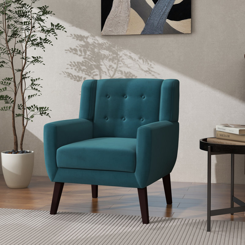 WAYFAIR George Oliver Jaqueze Blue Velvet