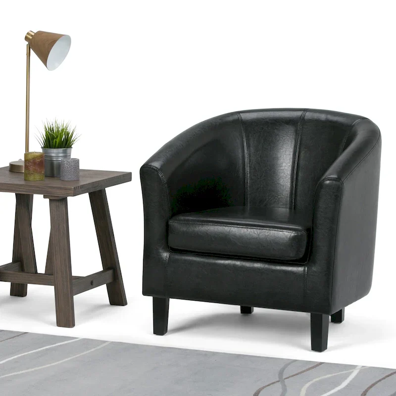 Modern Tub Accent Chair with Upholstered Seat and Wooden Legs