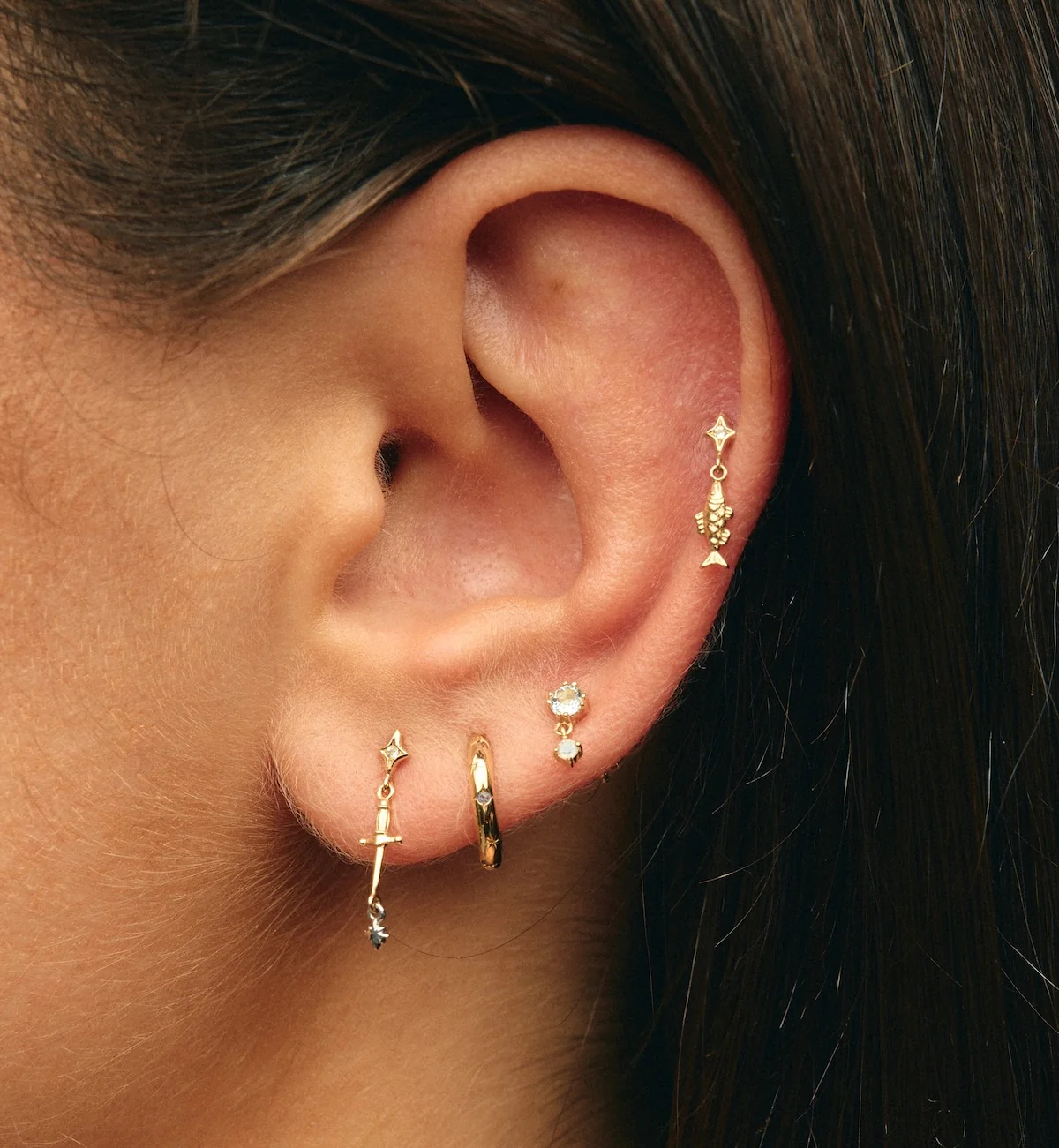 Single Phantom Glow Stud Earring 14K