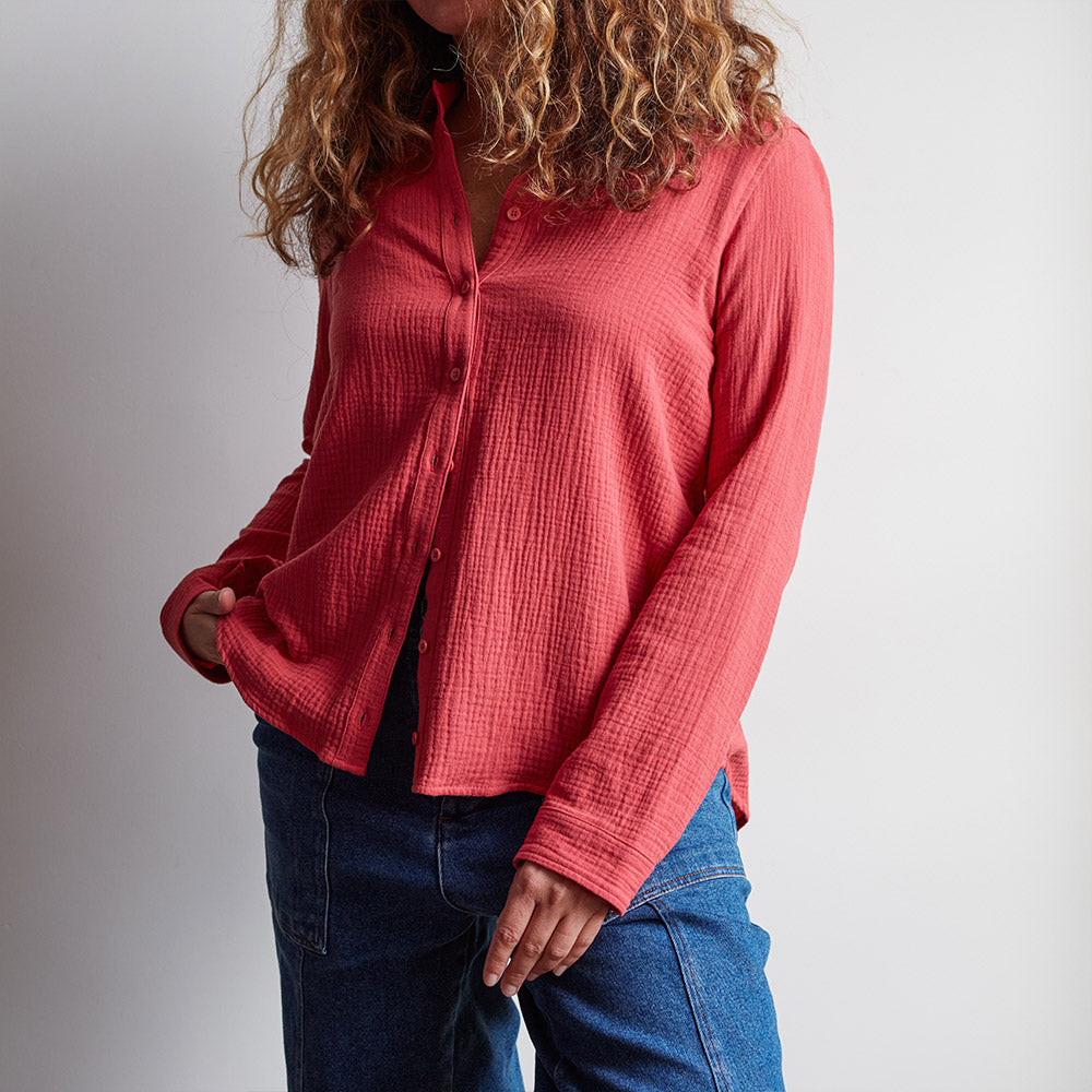 Merci - Chemise en gaze de coton - Rouge