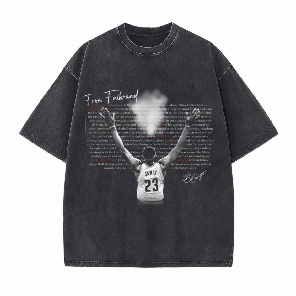 NBA Star “Biographical Sketch” Printed Unisex Washed T-Shirt
