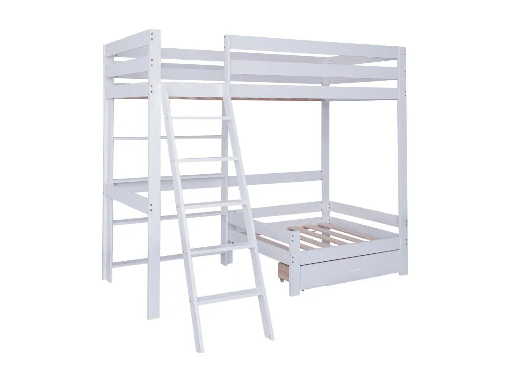 Cama alta con sofá + estante + escalera - estructura de pino - 90x200cm - Cosinor kmw1630537