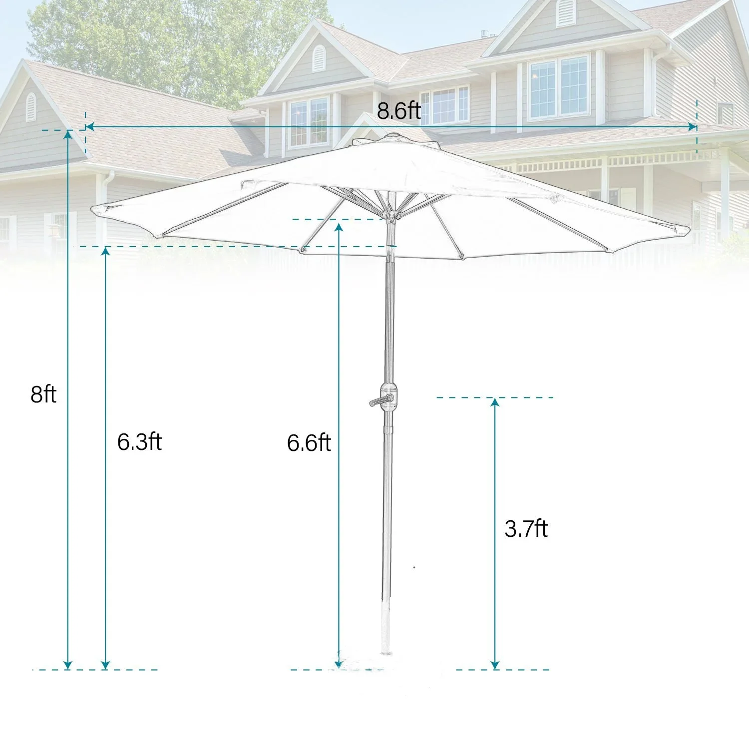 Alpha Joy 8-Piece Outdoor Patio Dining Set with 13 ft Umbrella, Rattan Chairs & Rectangle Table Set for 6, Beige Umbrella - Image 29