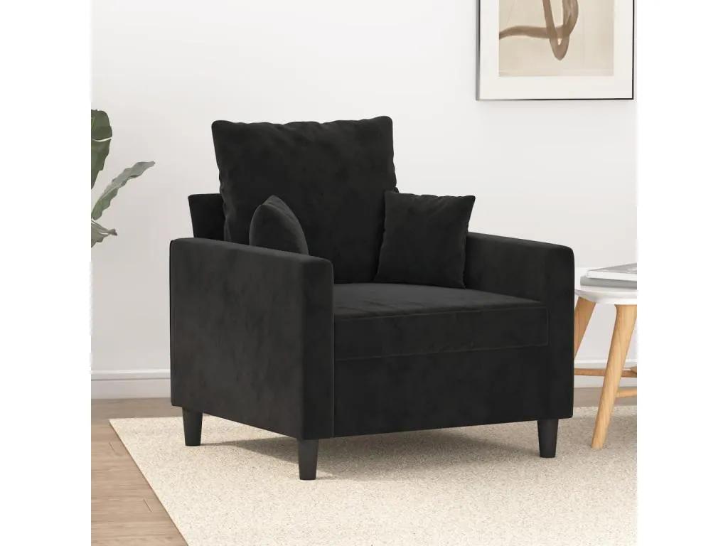 Sillón de terciopelo negro 60 cm