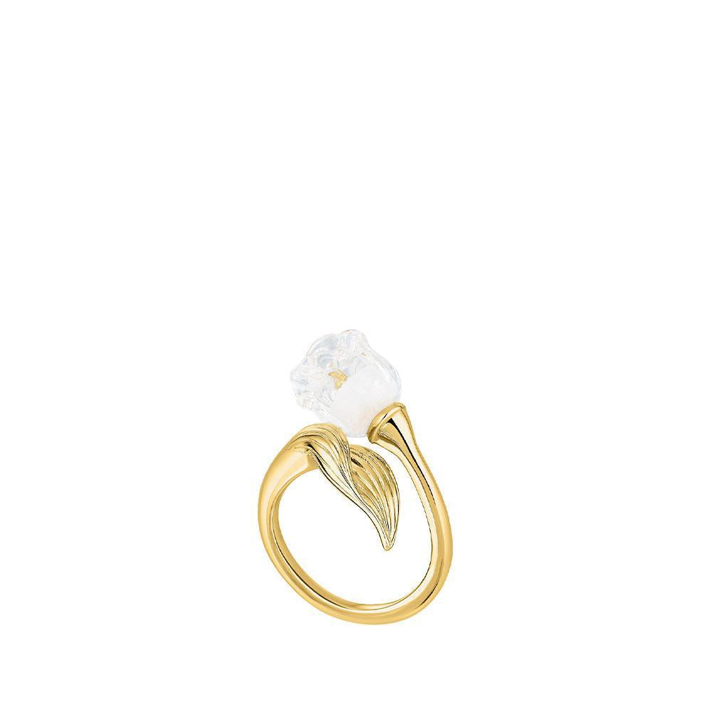 BAGUE MUGUET - CRISTAL INCOLORE, PLAQUÉ OR JAUNE 18 CARATS