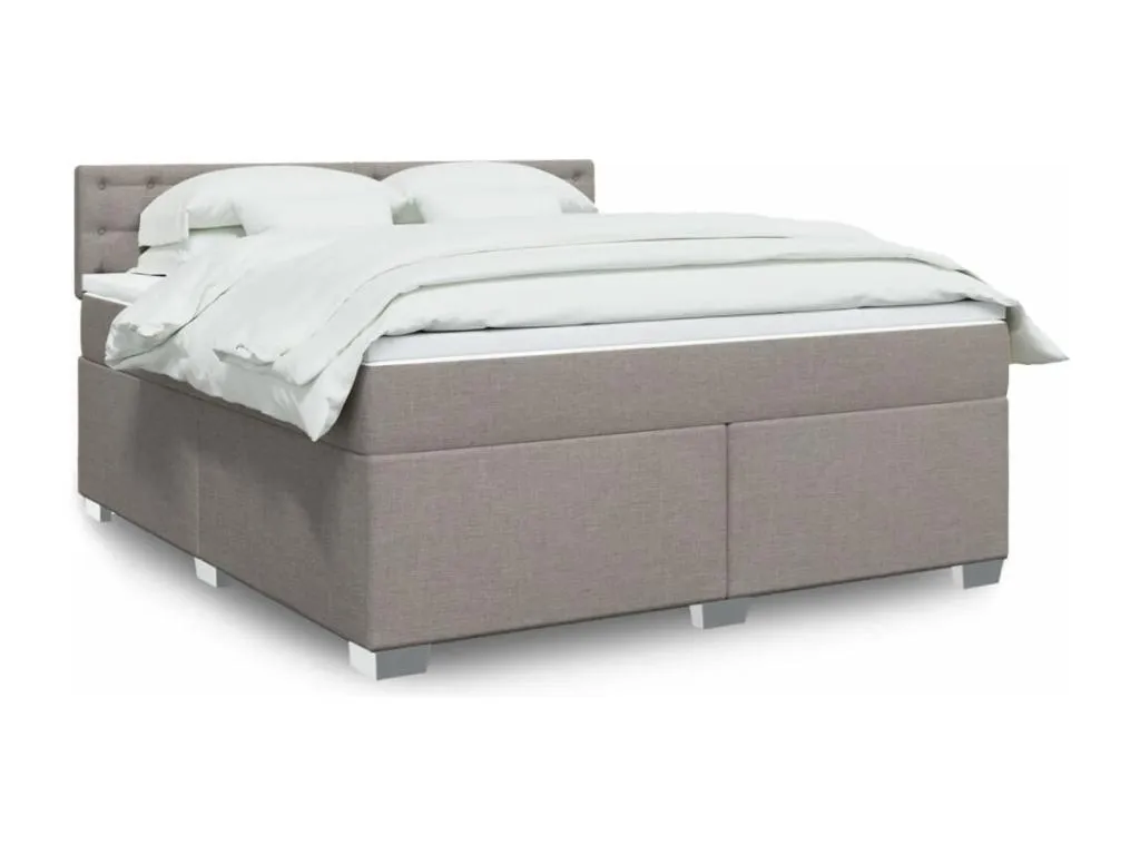 Cama box spring con colchón tela gris taupe 180x200 cm pjn3523162