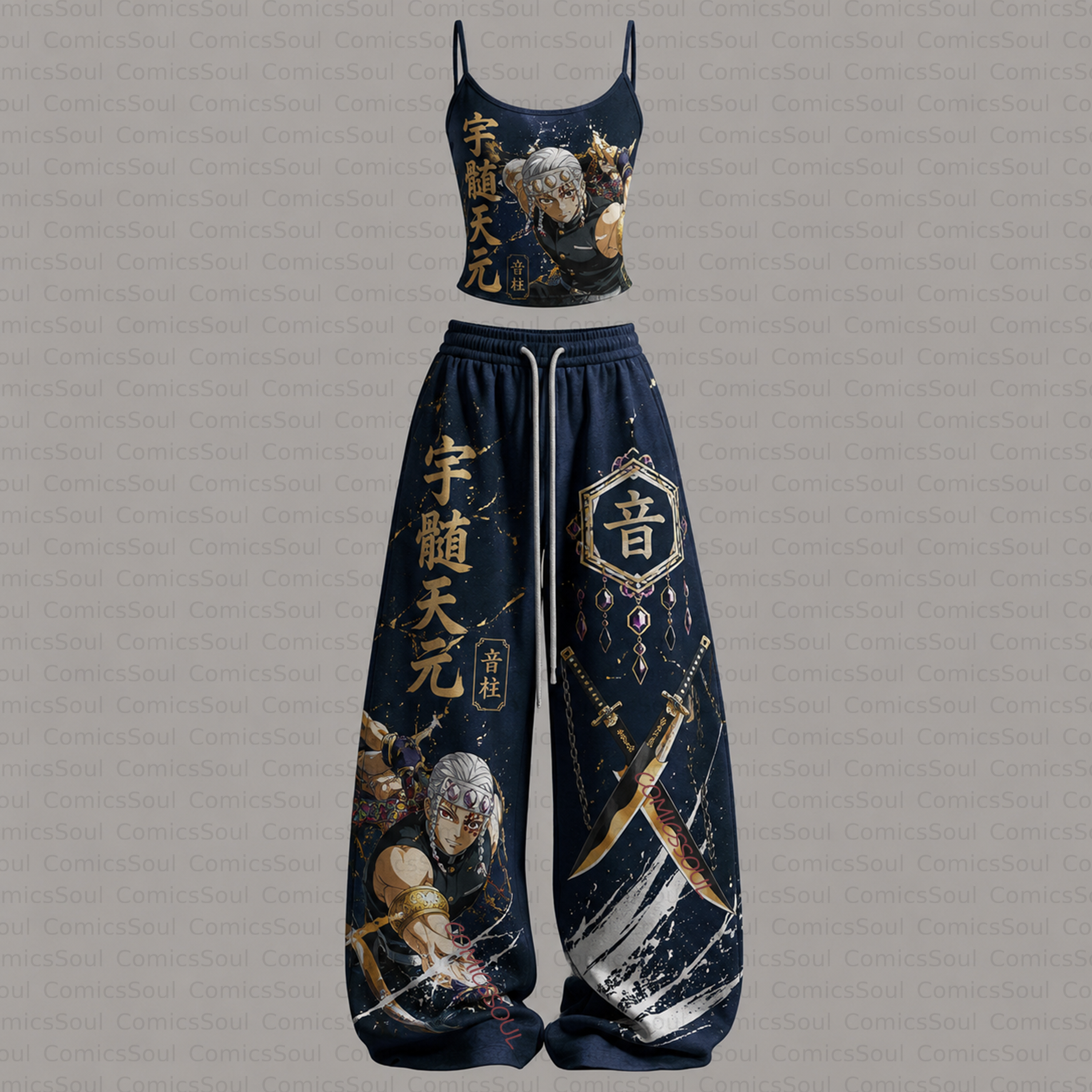 Demon Slayer Top & Elasticated Trousers Two-Piece Set