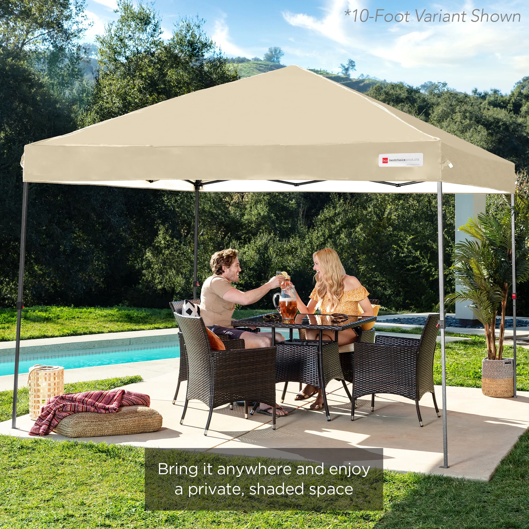 Best Choice Products 12x12ft Easy Setup Pop Up Canopy w/ 1-Button Setup, Wheeled Case, 4 Weight Bags - Navy Blue - Image 75