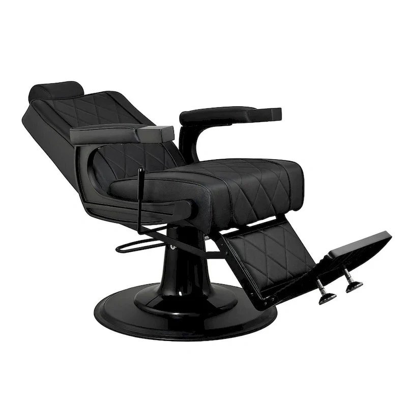 ROGERS Heavy-Duty Reclining Barber Chair for Barbershops - Black