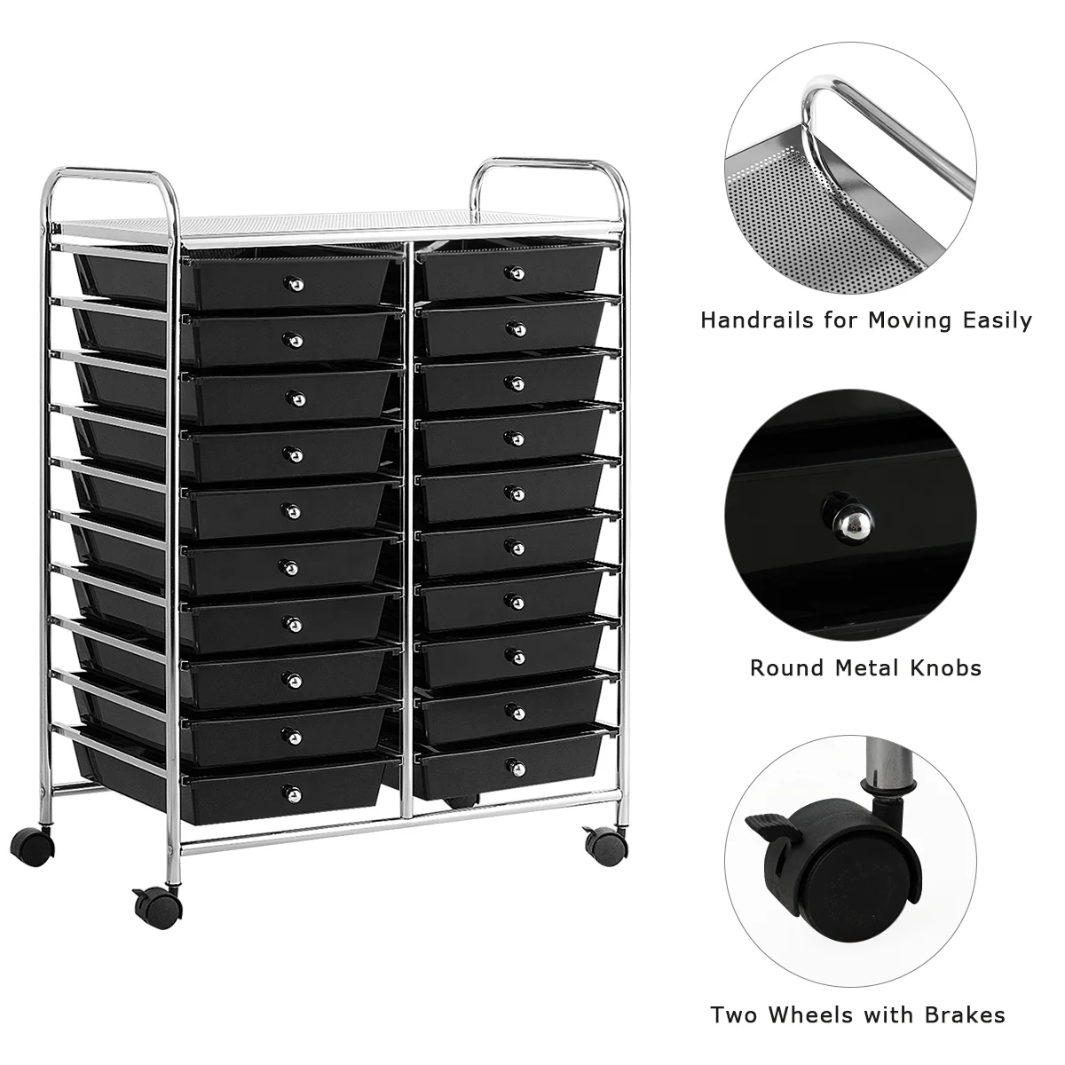 Costway 20 Drawer Rolling Storage Cart Tools Scrapbook Paper Office School Organizer Yellow - Image 88