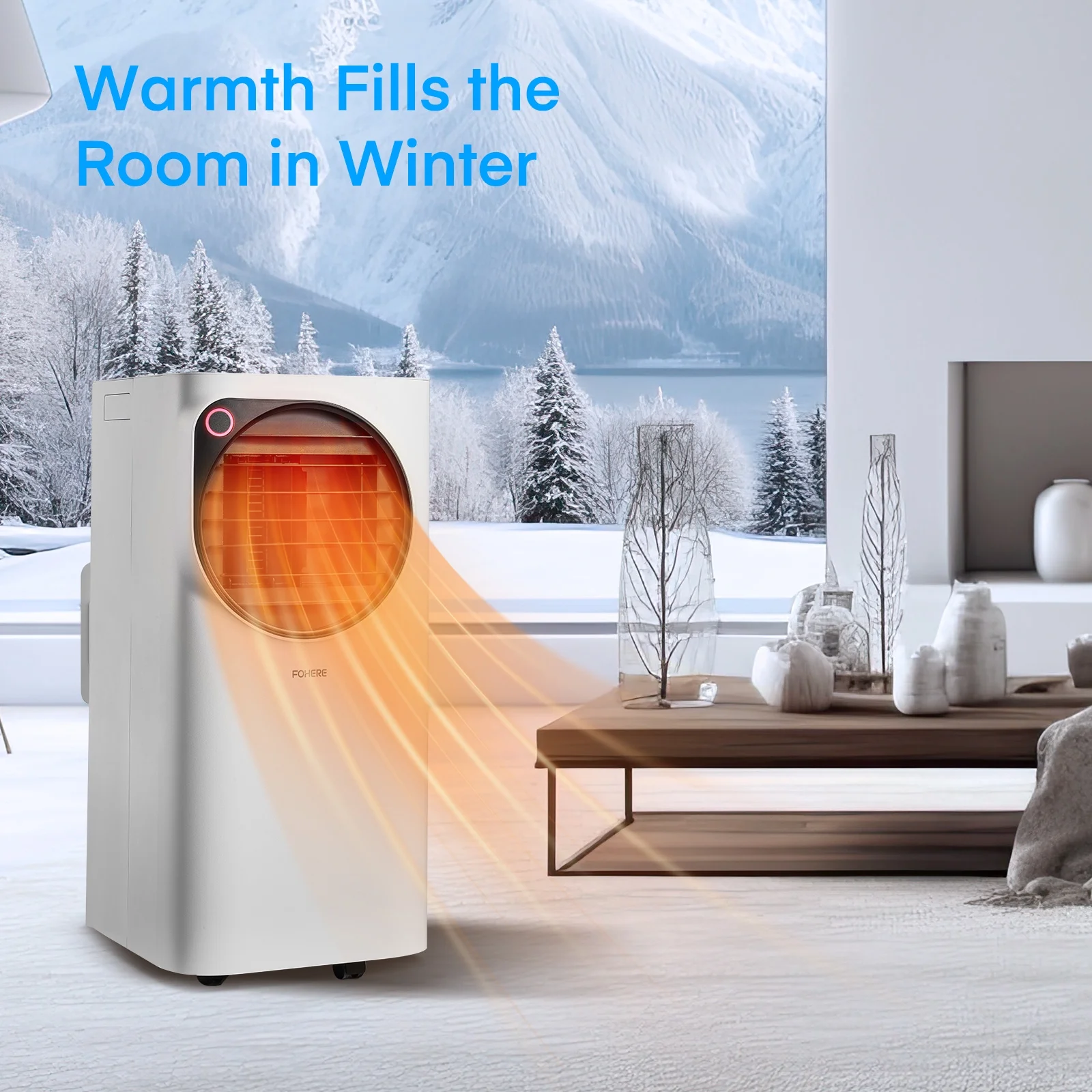 FOHERE 12000 BTU Portable Air Conditioner for Room Cooling and Heating, Covers up to 550 Sq. Ft, 4 IN 1 All Season AC Portable Air Conditioner with Remote Control and Window Kit, White - Image 8