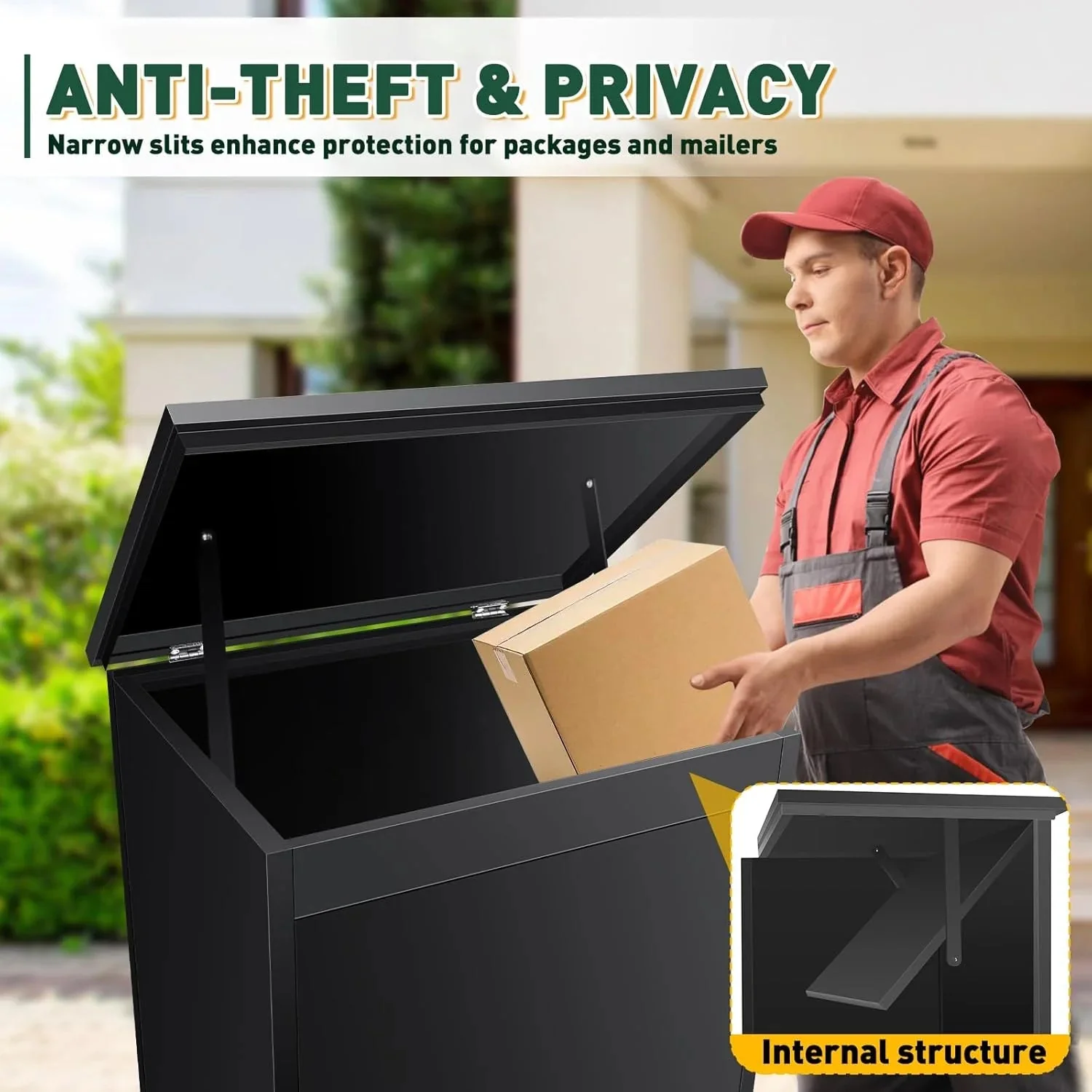 Gaonala Steel Package Delivery Box 19.6x14.4x44.9in Lockable Weather-Resistant Black - Image 19 Gaonala Steel Package Delivery Box 19.6x14.4x44.9in Lockable Weather-Resistant Black - Image 19