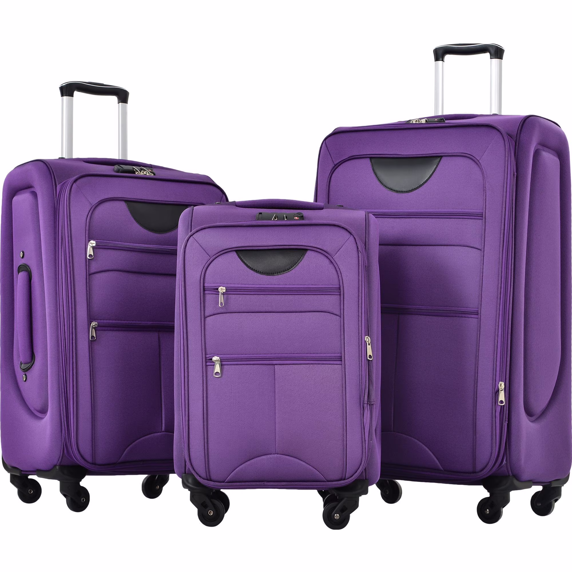 Zimtown 22in 26in 30in Softside Luggage, Expandable 3 Piece Set Suitcase Lightweight Luggage Travel Set, Black