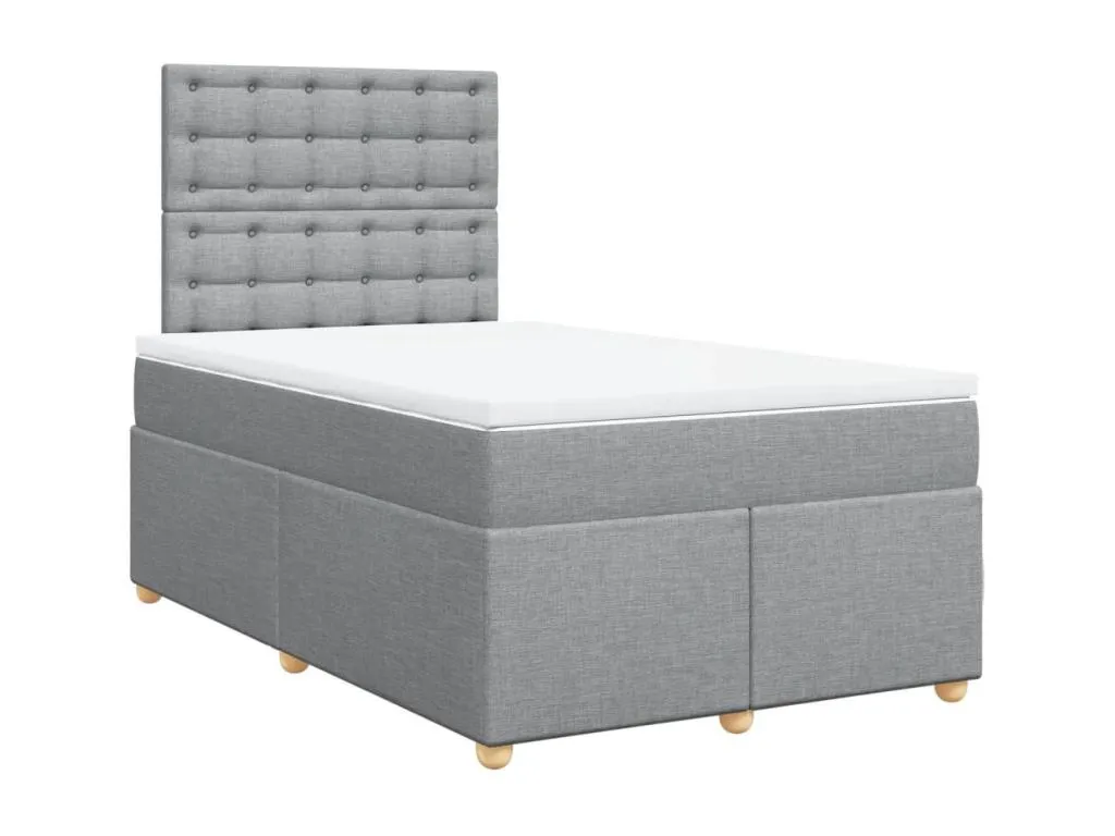 Cama box spring con colchón tela gris claro 120x190 cm htd3521241
