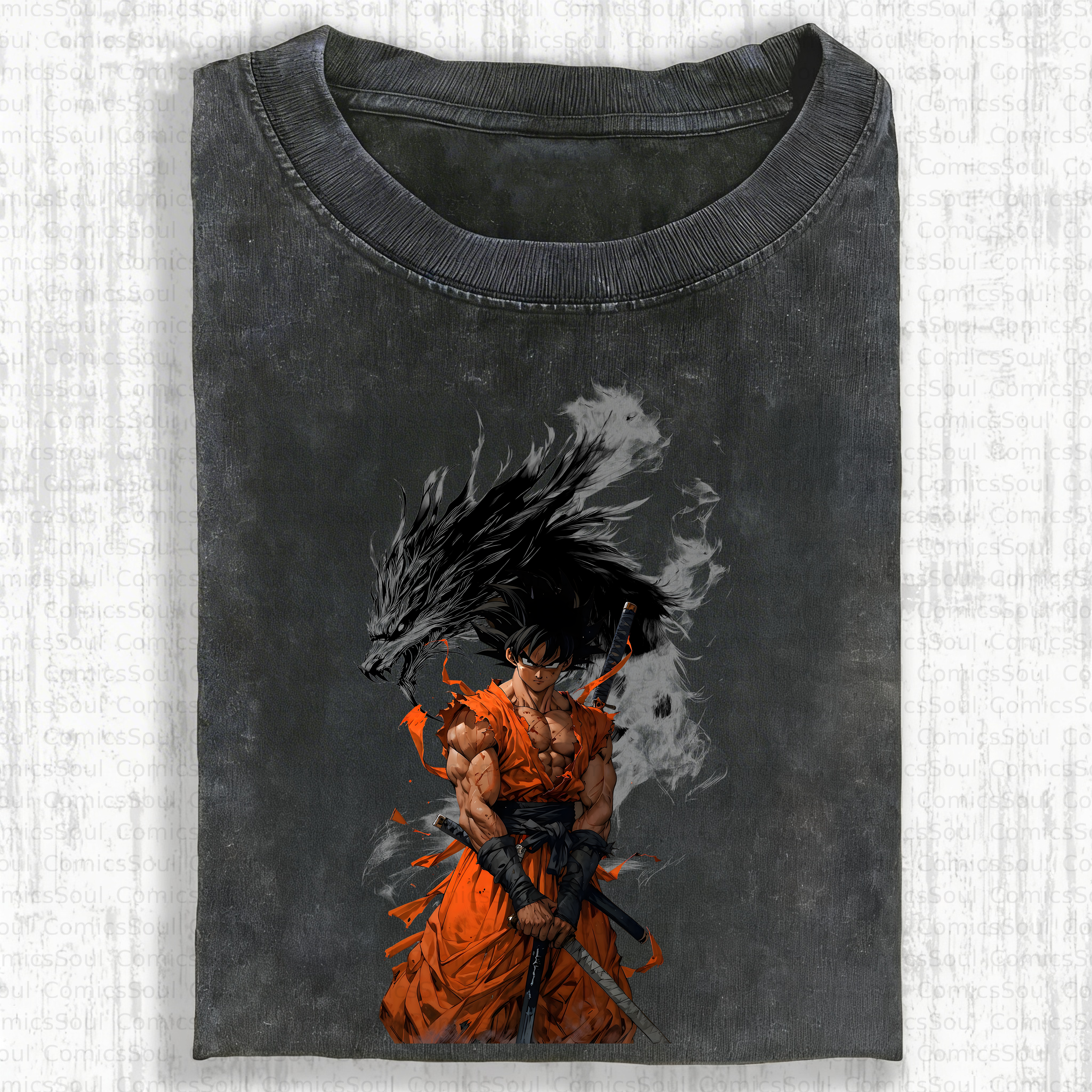 Unisex Anime Inspired Vintage Washed T-Shirt