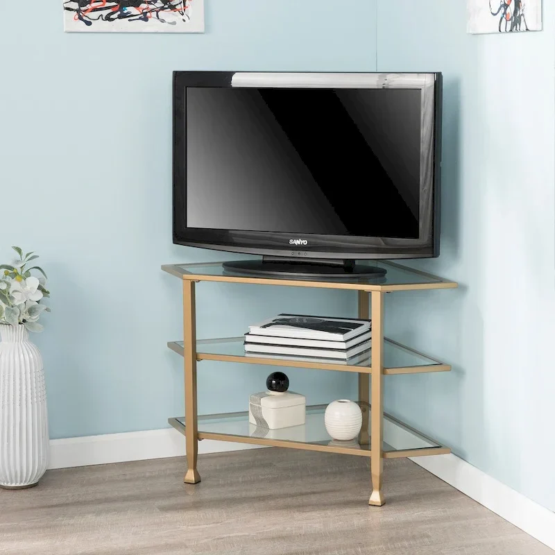 SEI Furniture Jensen Metal Corner TV Stand for Screens up to 33.25 inches