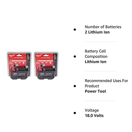 Milwaukee 18V 5Ah XC Extended Capacity Resistant Battery - 2 Pack - Image 2 Milwaukee 18V 5Ah XC Extended Capacity Resistant Battery - 2 Pack - Image 2