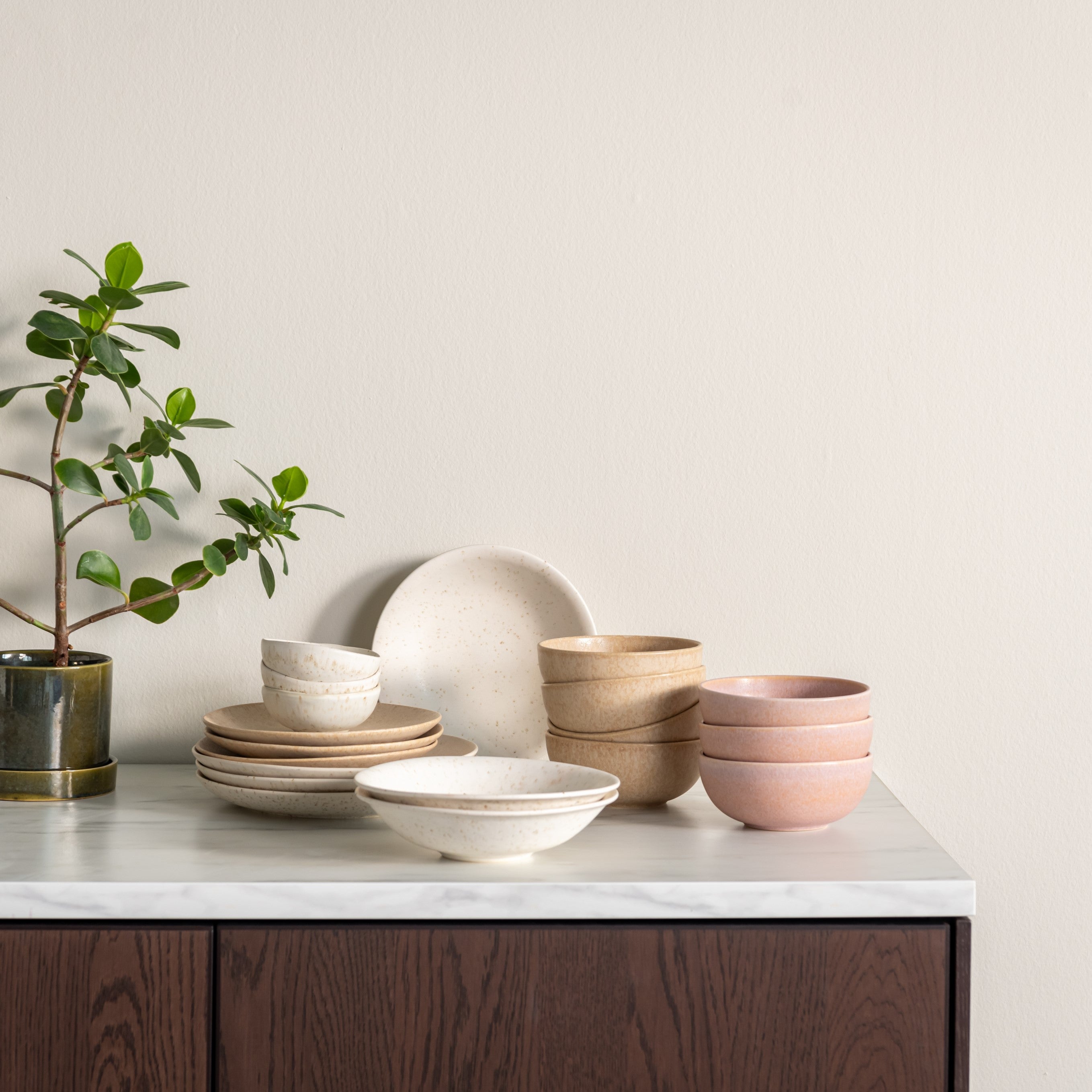 Blokker Mixed Ceramics Dinerborden 4st. - Ø 26,5 cm - Crème