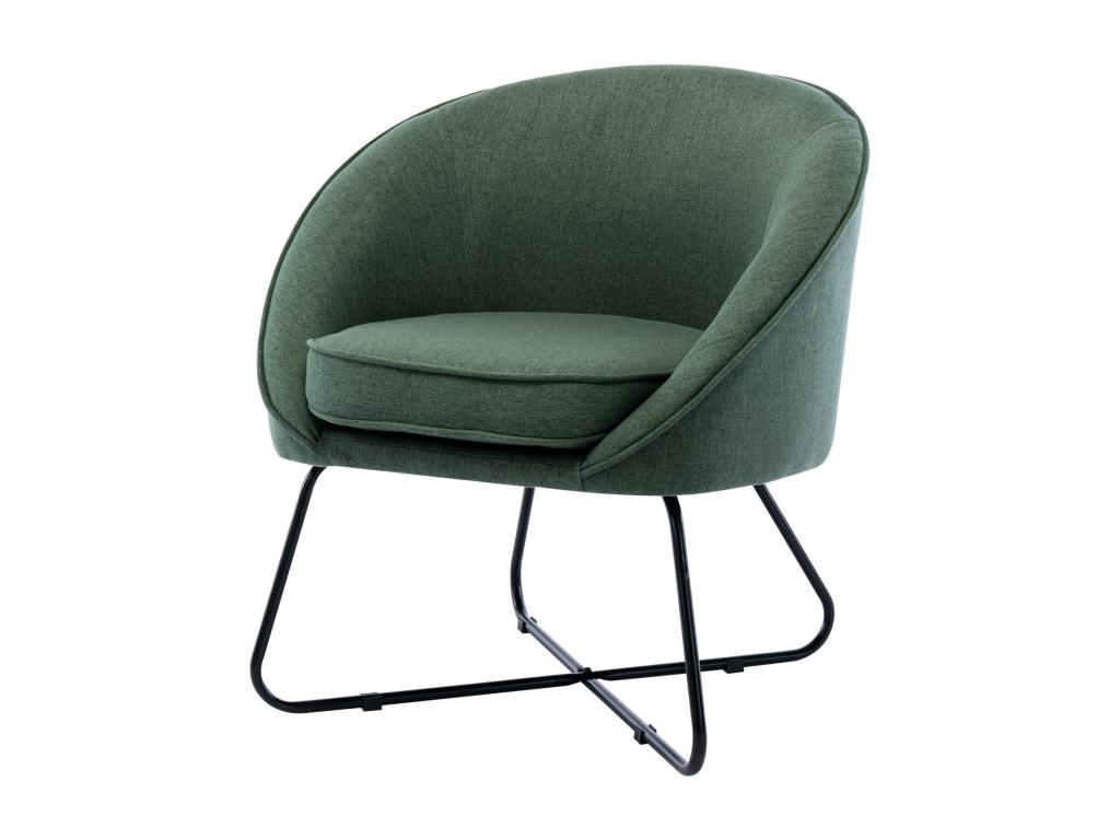 Luzssnh - Sillón de tela verde con patas de metal negro
