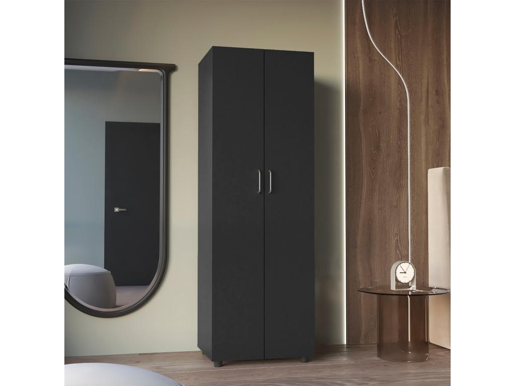 Armario Hominor en melamina con dos estantes y una barra para colgar ropa - 180 cm X 60 cm X 48 5 cm - Negro