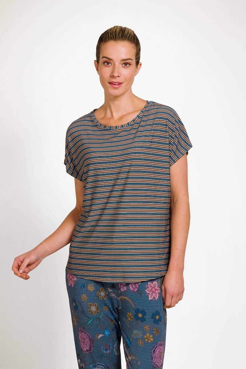 Tatum Short Sleeve Top Kente Stripe Blue