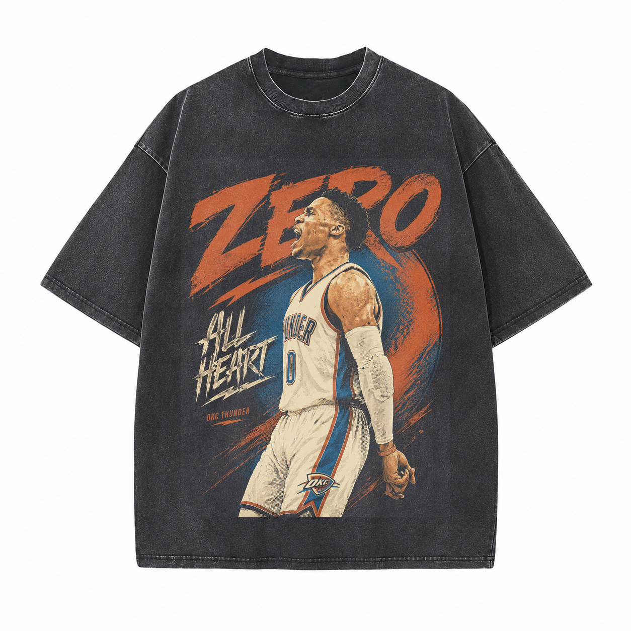 All Heart Number Zero Star player Printed Unisex Washed T-Shirt