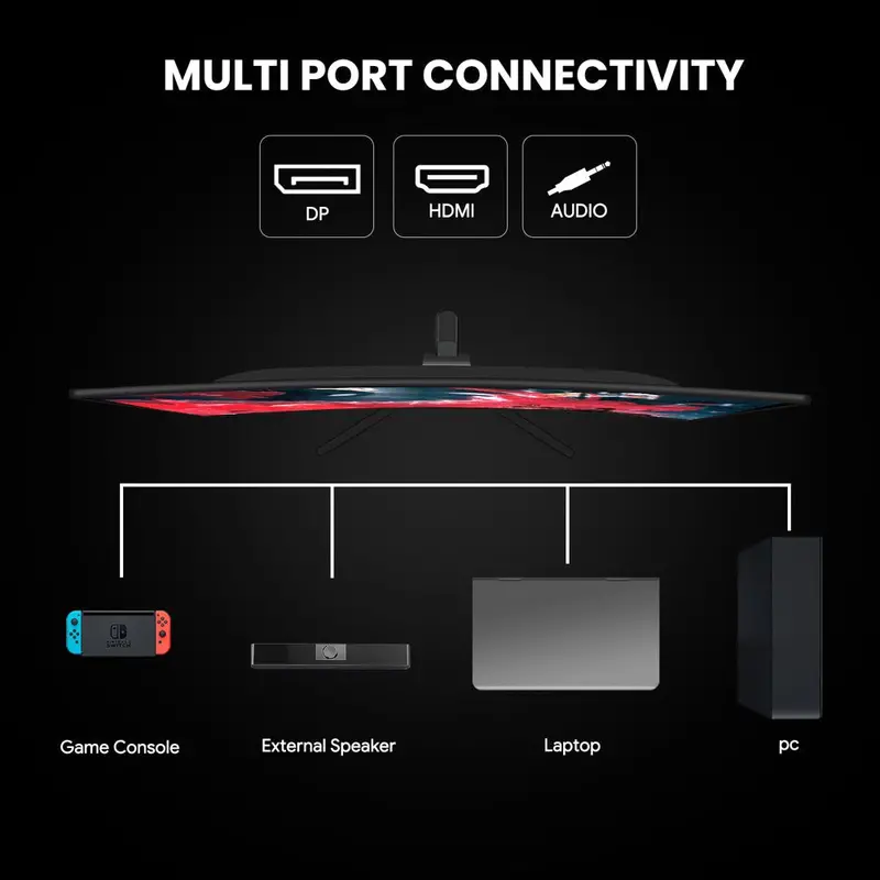 CRUA 24 inch 180Hz Curved Gaming Monitor FHD 1080P, Black - CR240DM - Image 2 CRUA 24 inch 180Hz Curved Gaming Monitor FHD 1080P, Black - CR240DM - Image 2