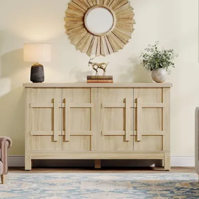 55-Inch Rustic Wood Farmhouse Buffet Cabinet with Ample Storage