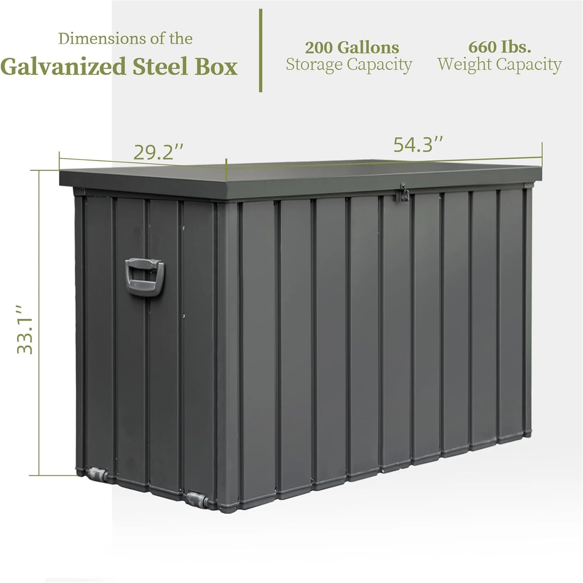 100 Gallon Outdoor Storage Deck Box Waterproof, Large Patio Poolside Storage Bin for Outside Cushions, Throw Pillows, Garden Tools (Dark Gray) - Image 14