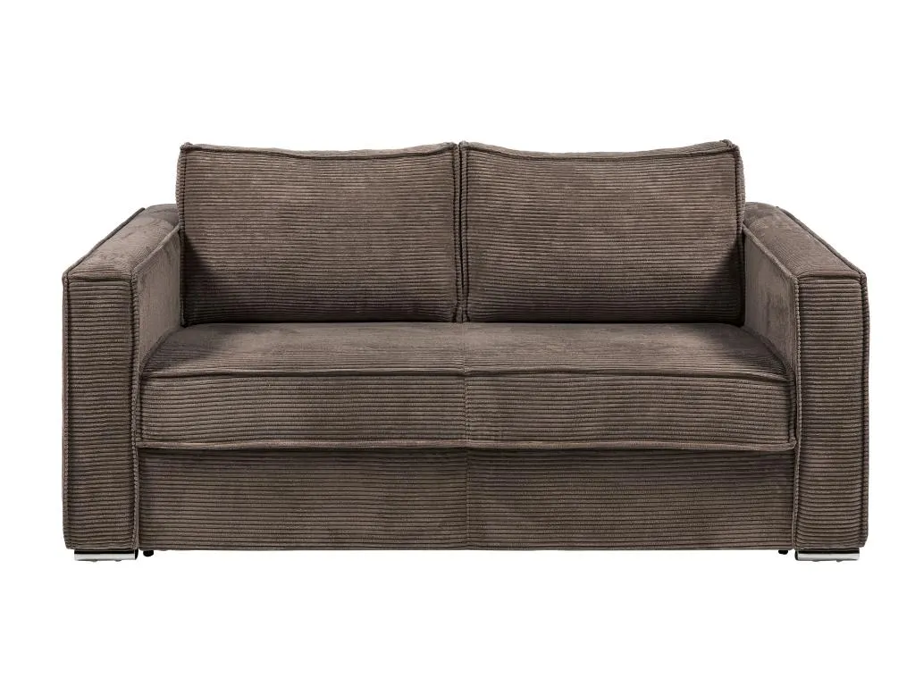 Sofá cama de 3 plazas con apertura italiana de pana marrón - Cama de 140 cm - Colchón de 14 cm Luxmbls MFUA39523