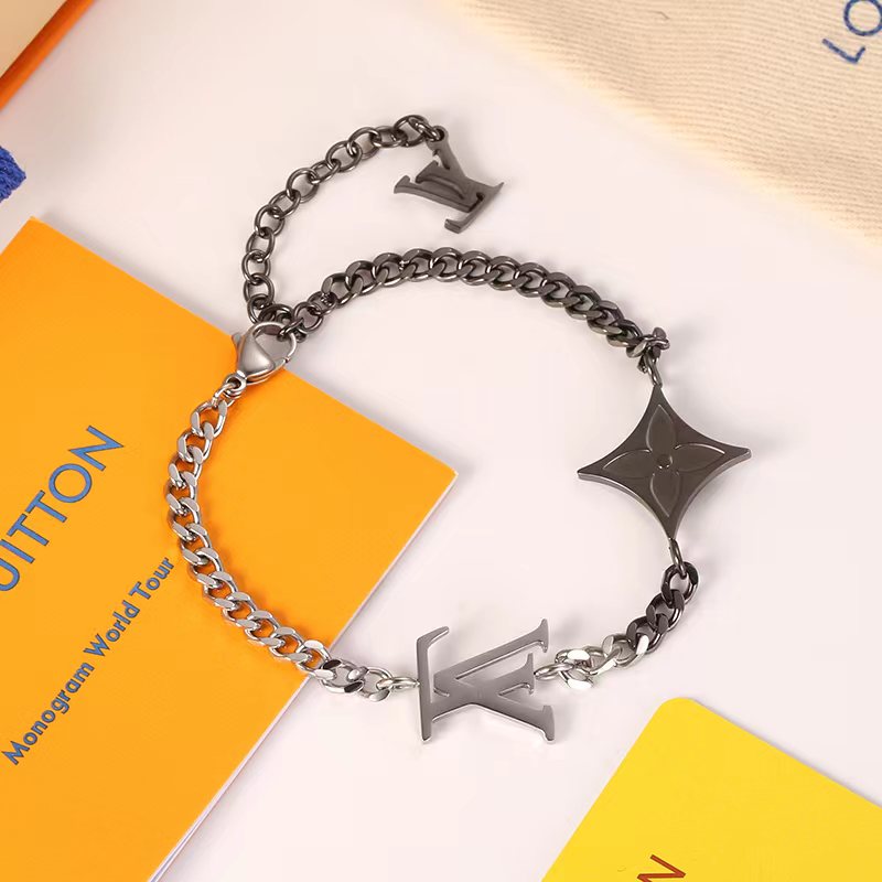 Louis Vuitton Silver Black Gold Mixed Metal Color Unisex Bracelet - Original Replica Club