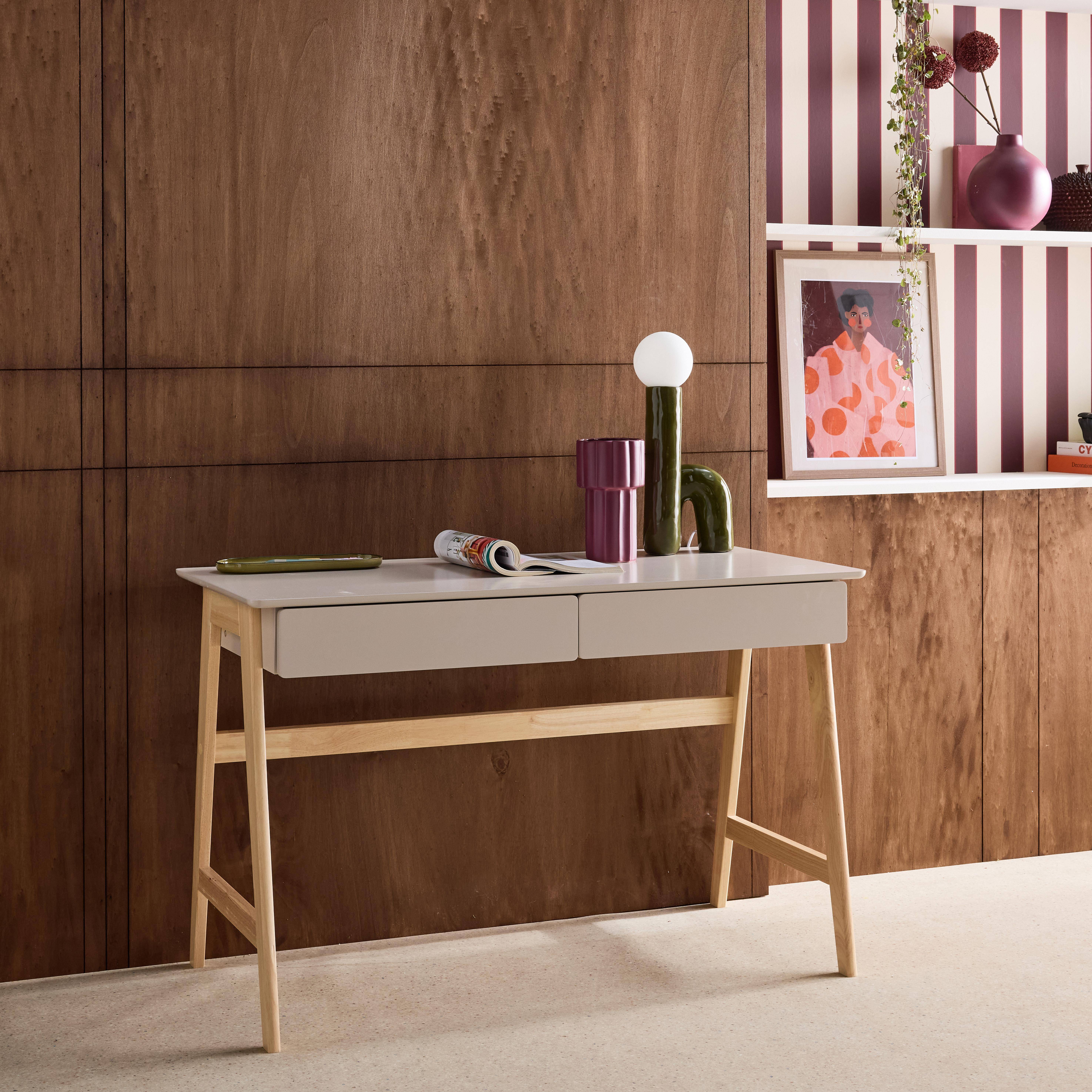 Tommy - Escritorio decorativo de madera con 2 cajones, 120cm