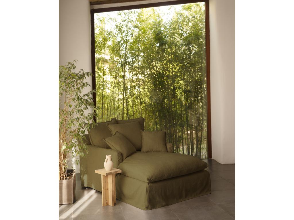 Sillón de algodón y lino color verde 115x170cm
