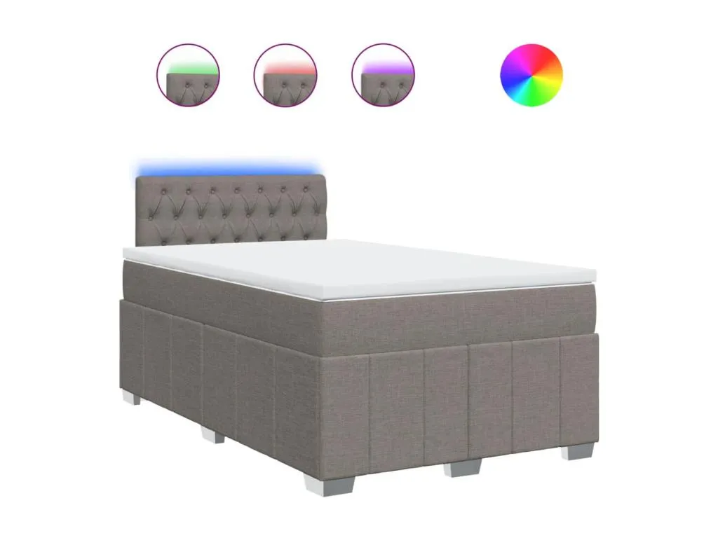 Cama box spring con colchón tela gris taupe 120x190 cm zhp3519957