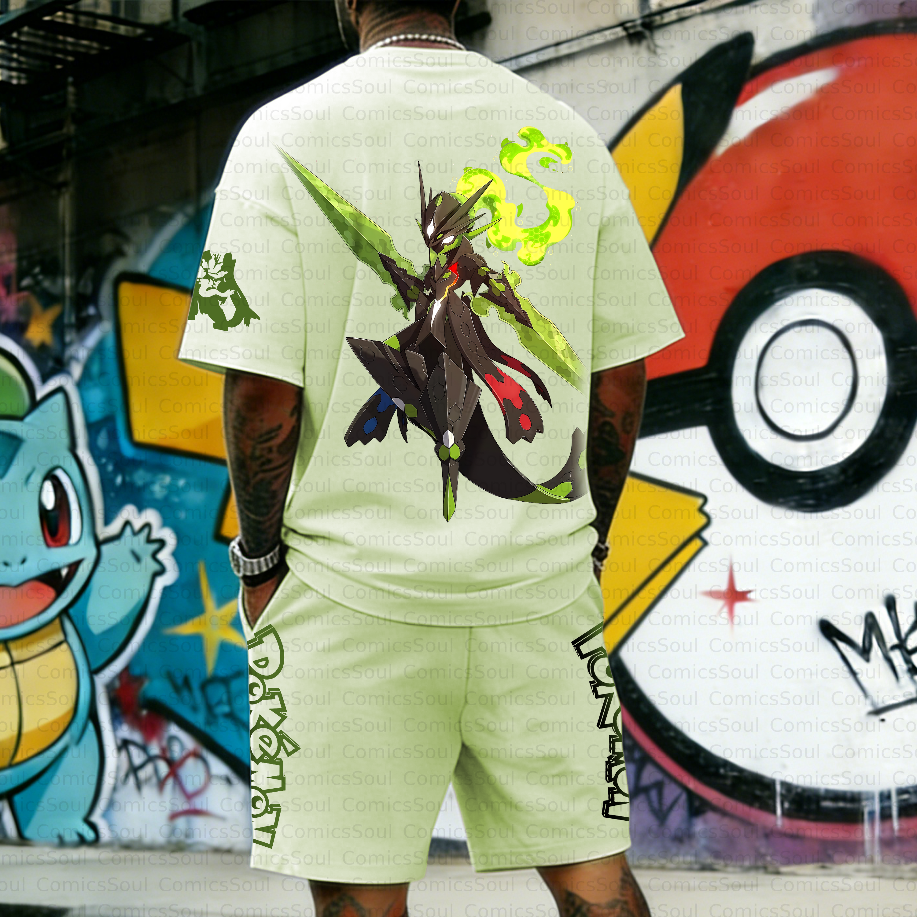 Unisex Anime Inspired Vintage T-shirt& Shorts 2 Pieces Set