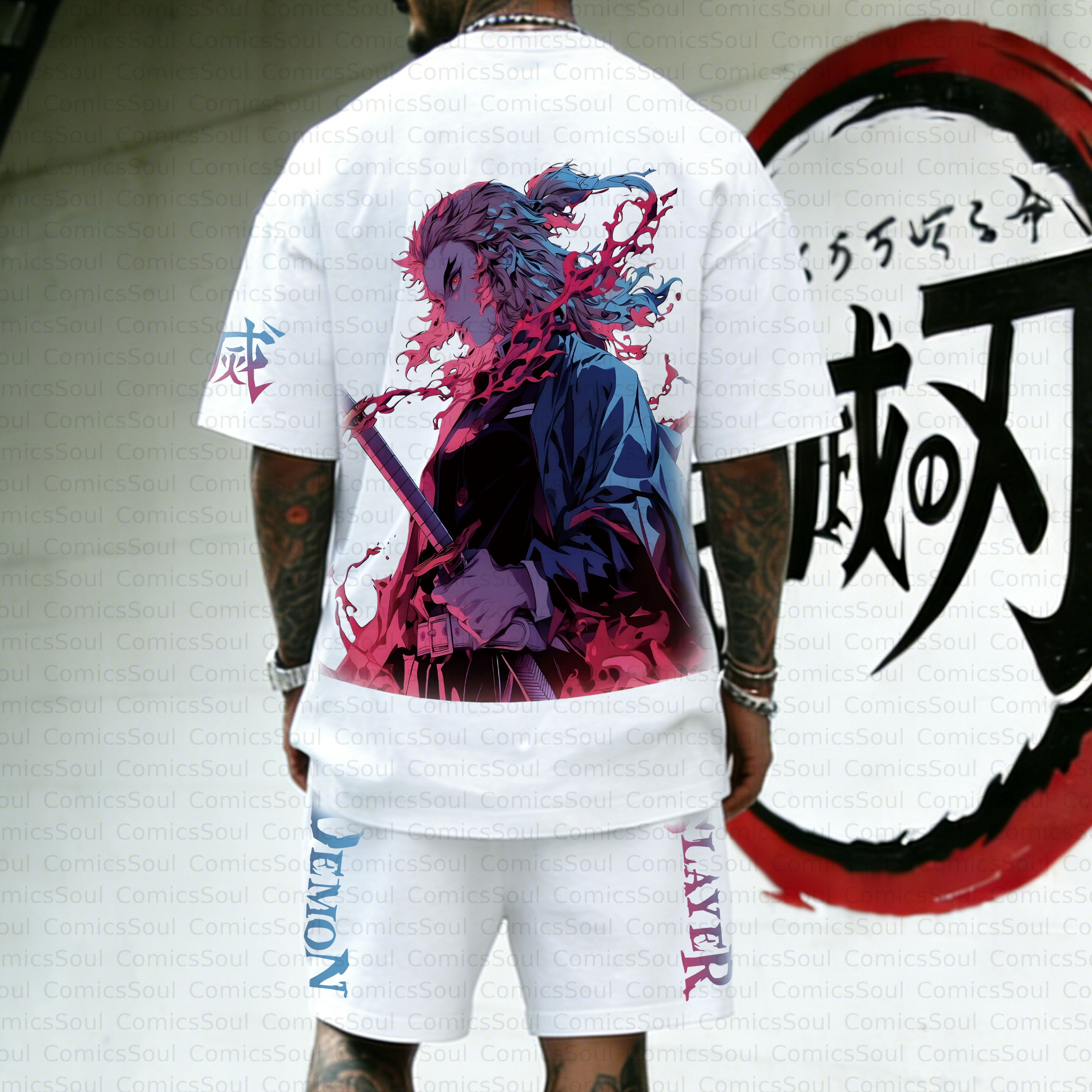 Unisex Anime Inspired Vintage T-shirt& Shorts 2 Pieces Set