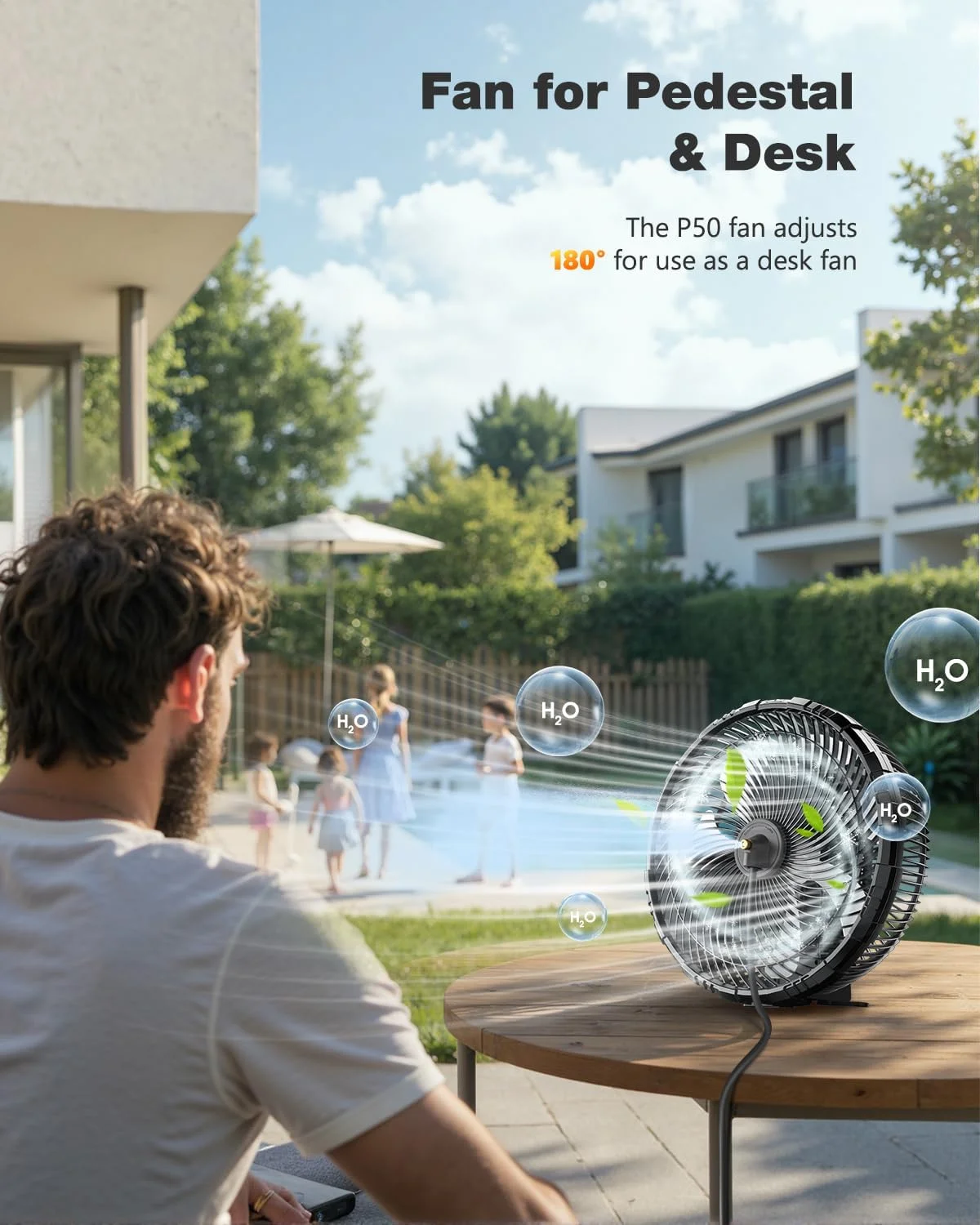 Portable fan products, 20000mAh 12-inch outdoor misting fan, suitable for outdoor patios - Image 6