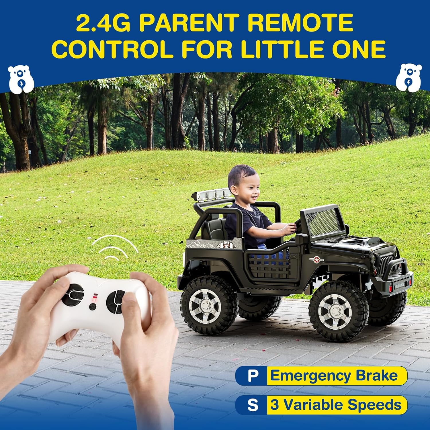 L8 Ride On Car 2 Seater 12V Kids Electric Car Remote Control 4-Wheel Suspension Bluetooth Speaker