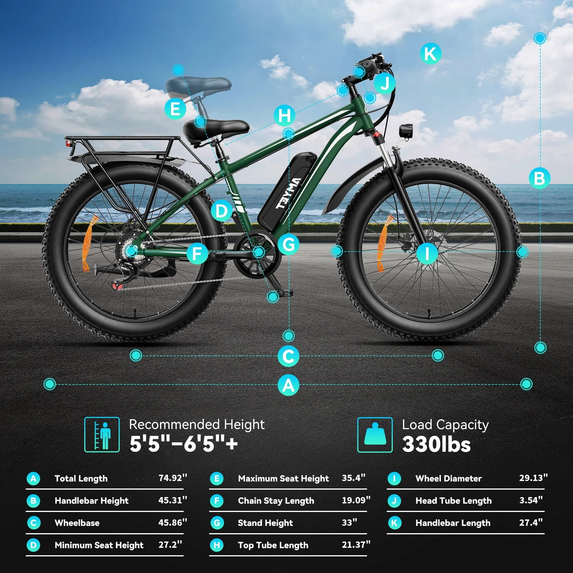 AMYET 26 x 4 Fat Tire Electric Mountain Bike, 48V 15Ah, 7-Speed - EB26 - Image 31 AMYET 26 x 4 Fat Tire Electric Mountain Bike, 48V 15Ah, 7-Speed - EB26 - Image 31