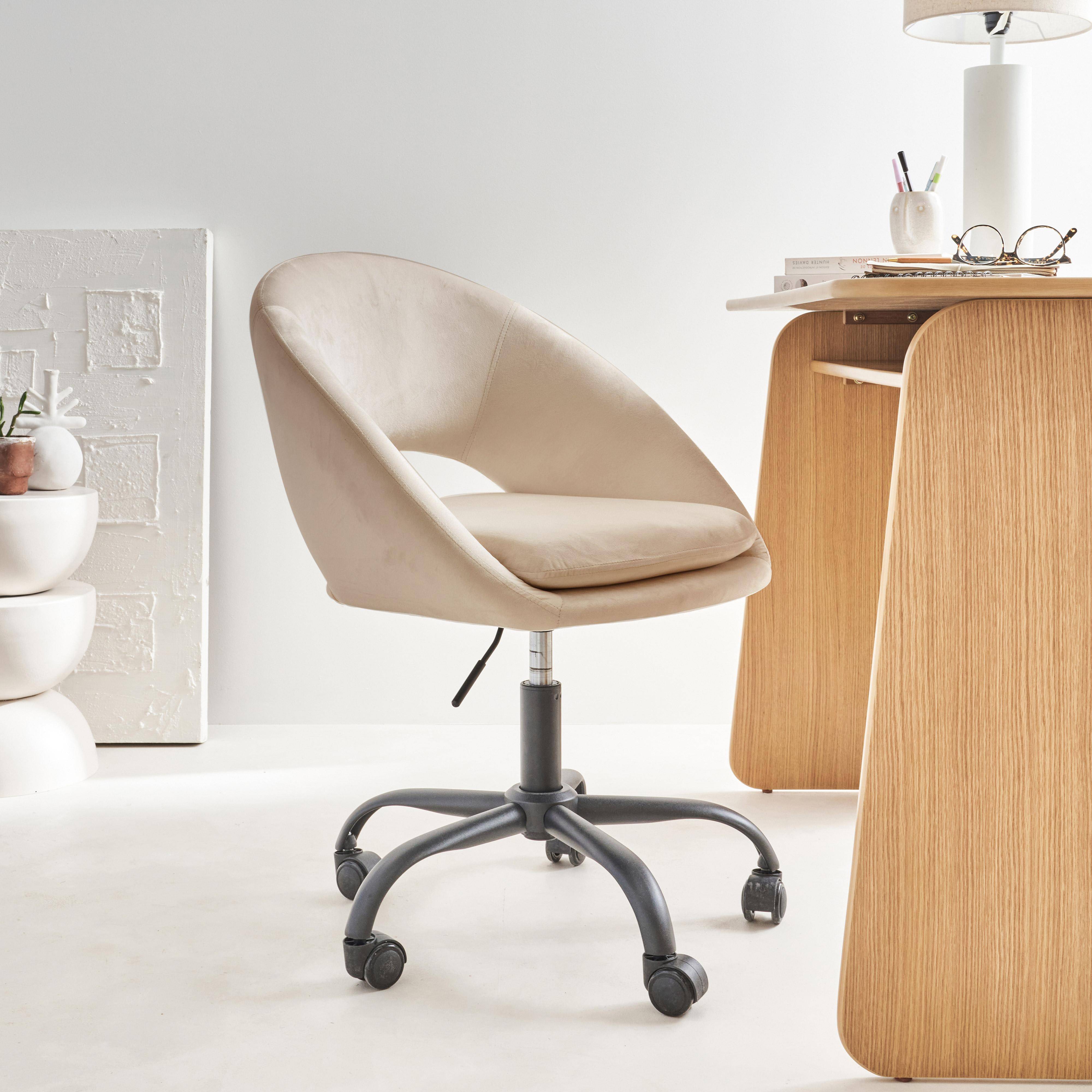 Pam - Silla de oficina de terciopelo con ruedas