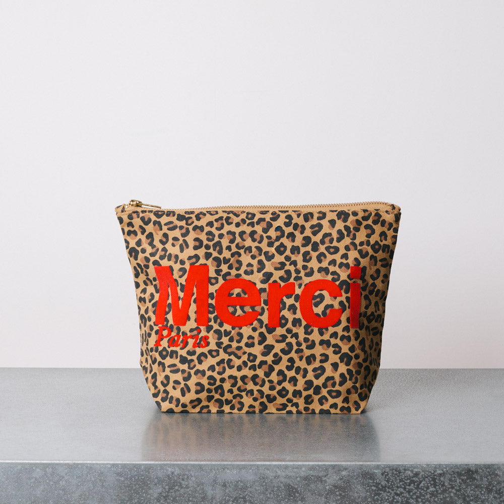 Merci - Pochette en coton - Léopard & Rouge