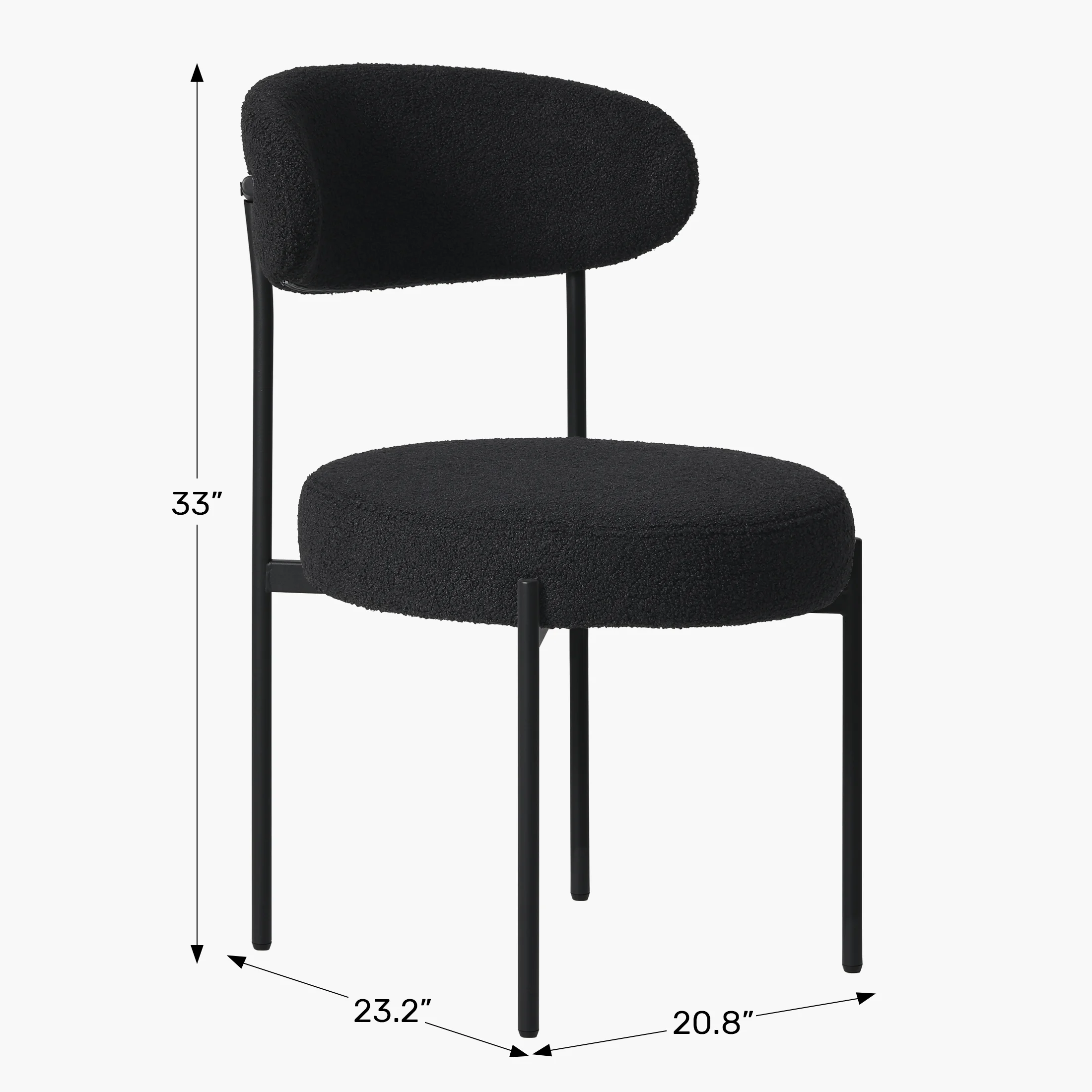 WestinTrends Alexandria Mid-Century Modern Upholstered Sherpa Round Dining Chairs (Set of 4), Sunset Gold - Image 16