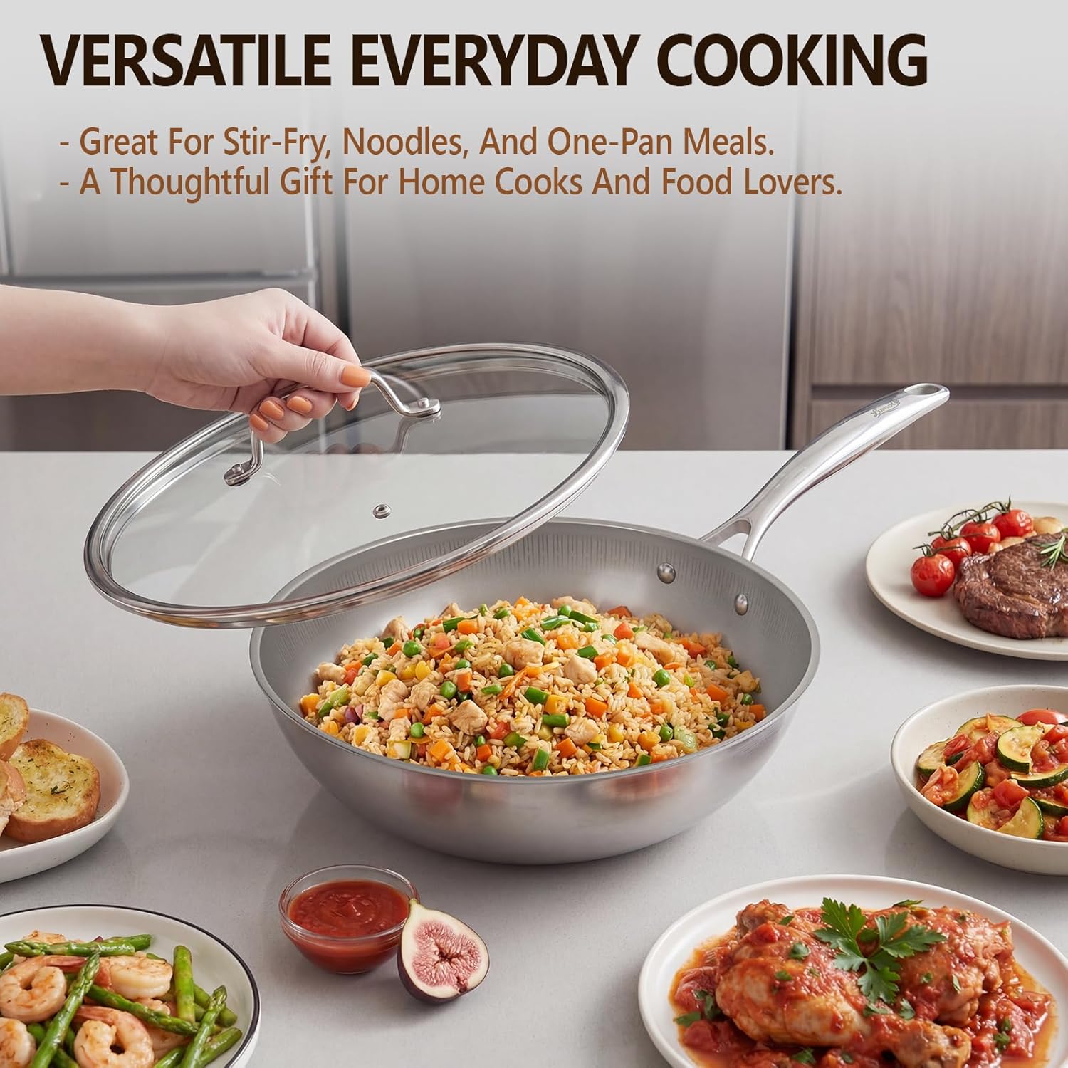 Titanium Wok Pan with Lid – 12