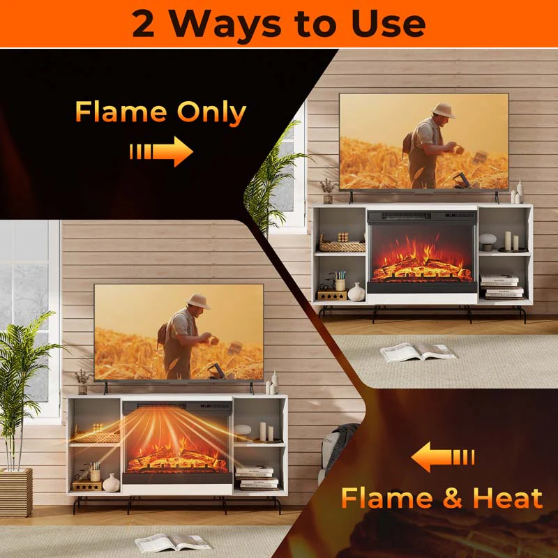 Eletriclife 24 Inches 3-Sided Glass Electric Fireplace Heater with Remote Control