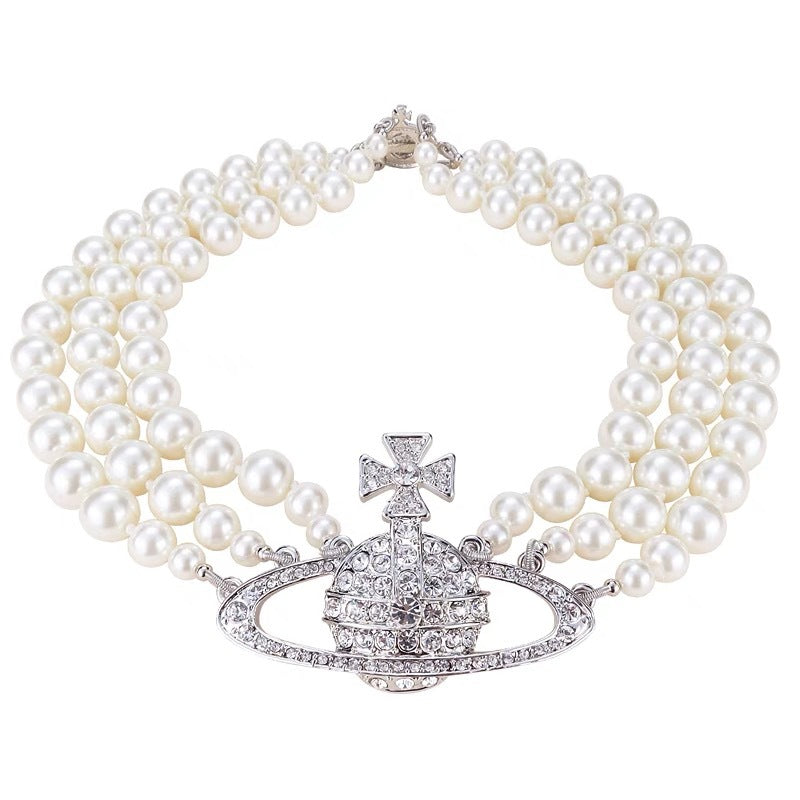 Vivienne Westwood Three Row Pearl Necklace - Original Replica Club