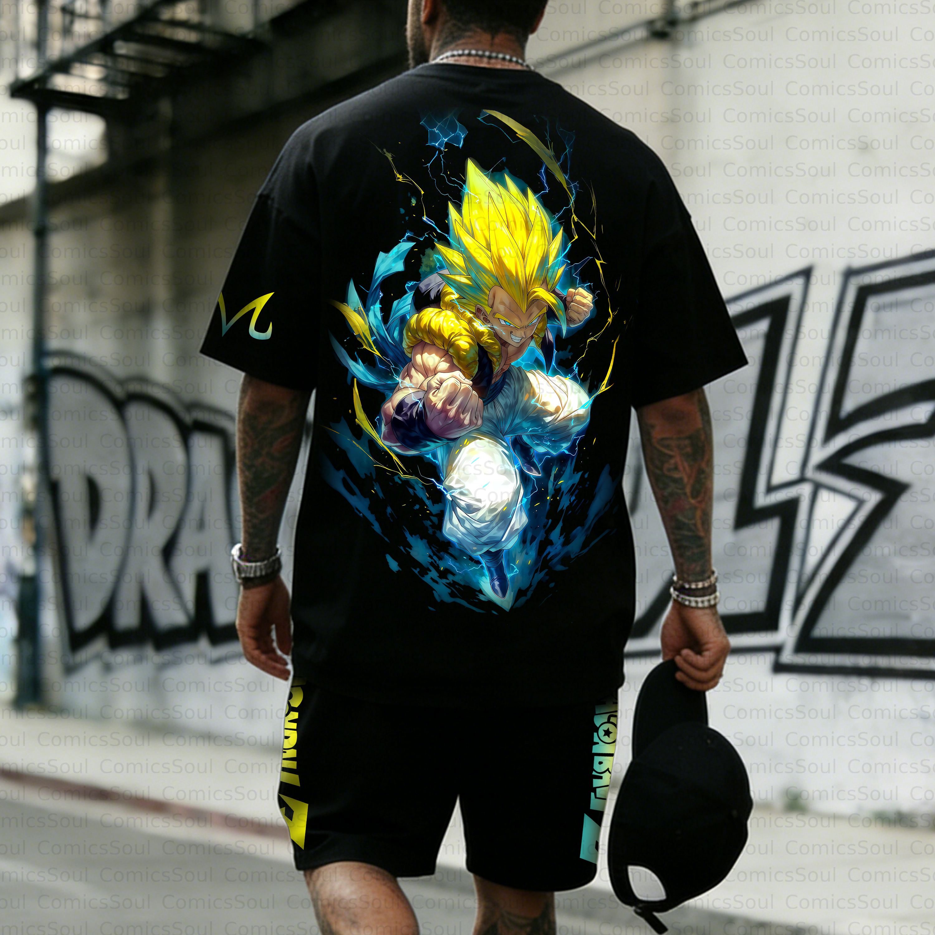 Unisex Anime Inspired Vintage T-shirt& Shorts 2 Pieces Set